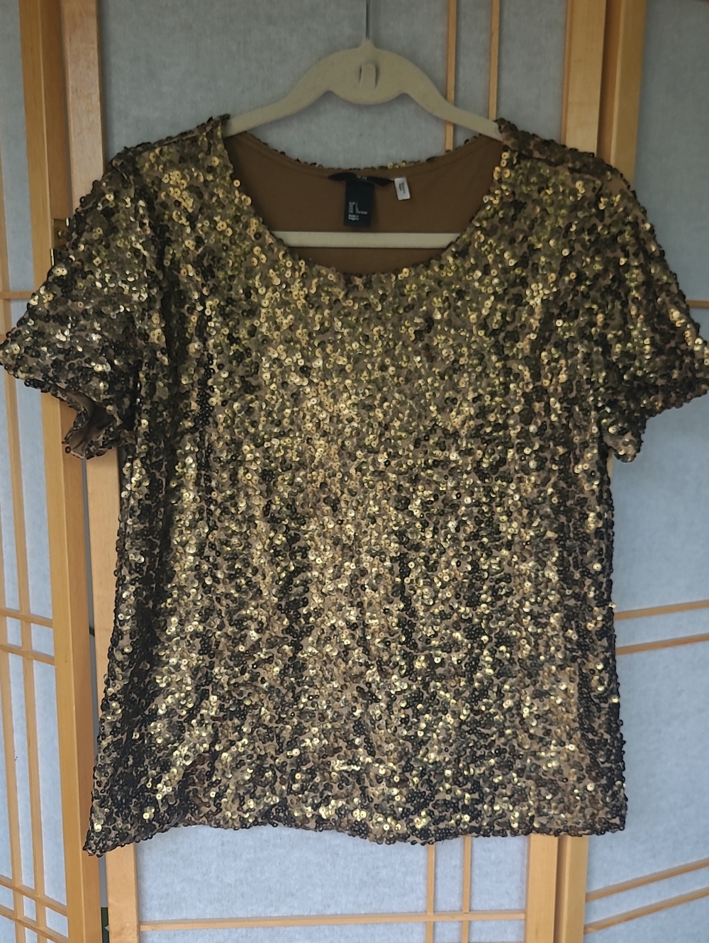 H&M Gold Sequin Short Sleeve Tee